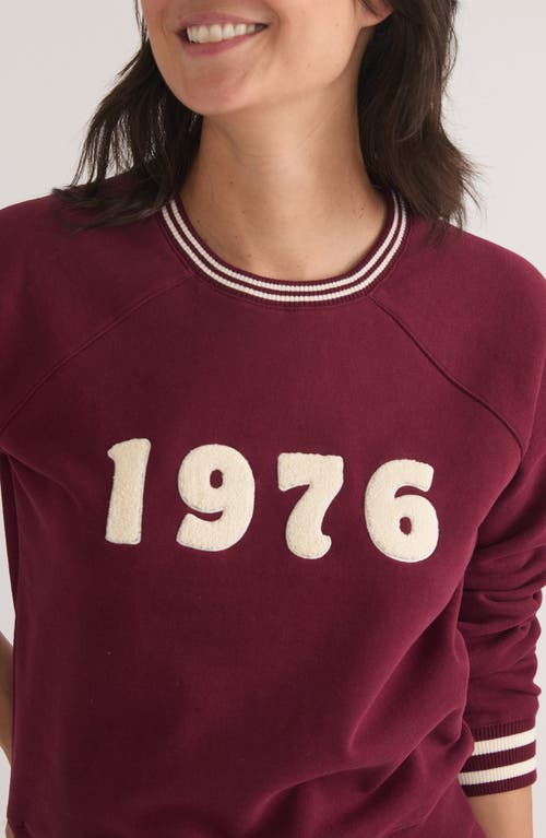 Marine Layer Anytime 1976 Appliqué Sweatshirt In Burgundy