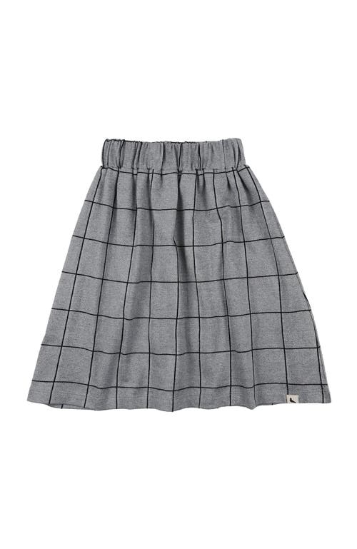 Turtledove London Kids Organic Cotton Window Pane Check Print Skirt In Gray