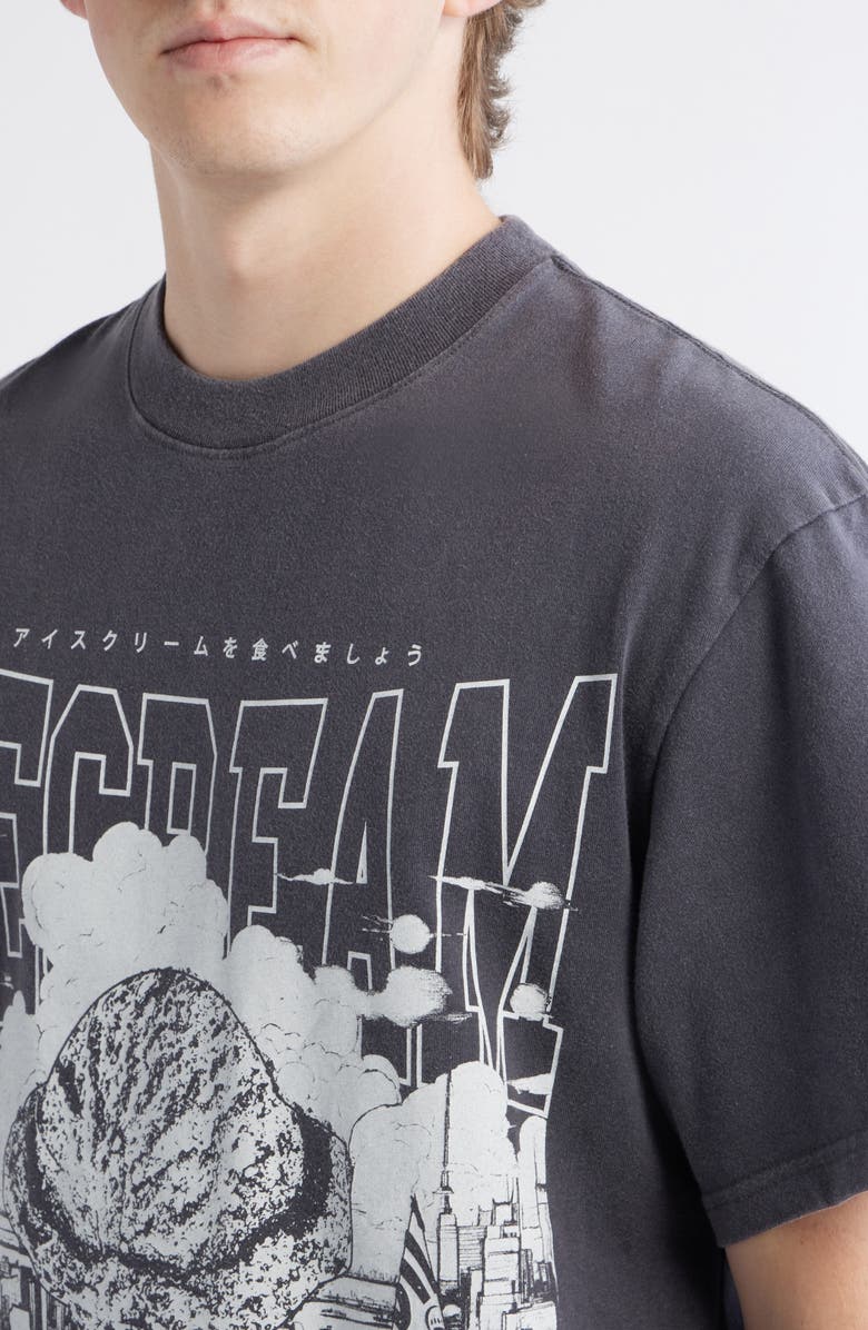 ICECREAM Invasion Oversize Graphic T-Shirt, Alternate, color, Charcoal Art