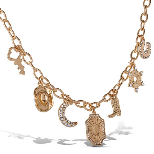 Jessica Simpson Starburst Charm Necklace In Gold