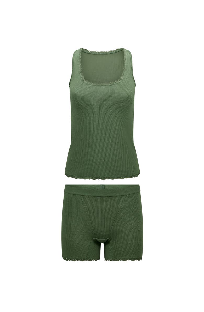 Adore Me Tayler Pajama Tank & Boxer Shorts Set, Alternate, color, Dark Green