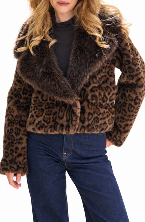 Leopard Printed Faux Fur Jacket