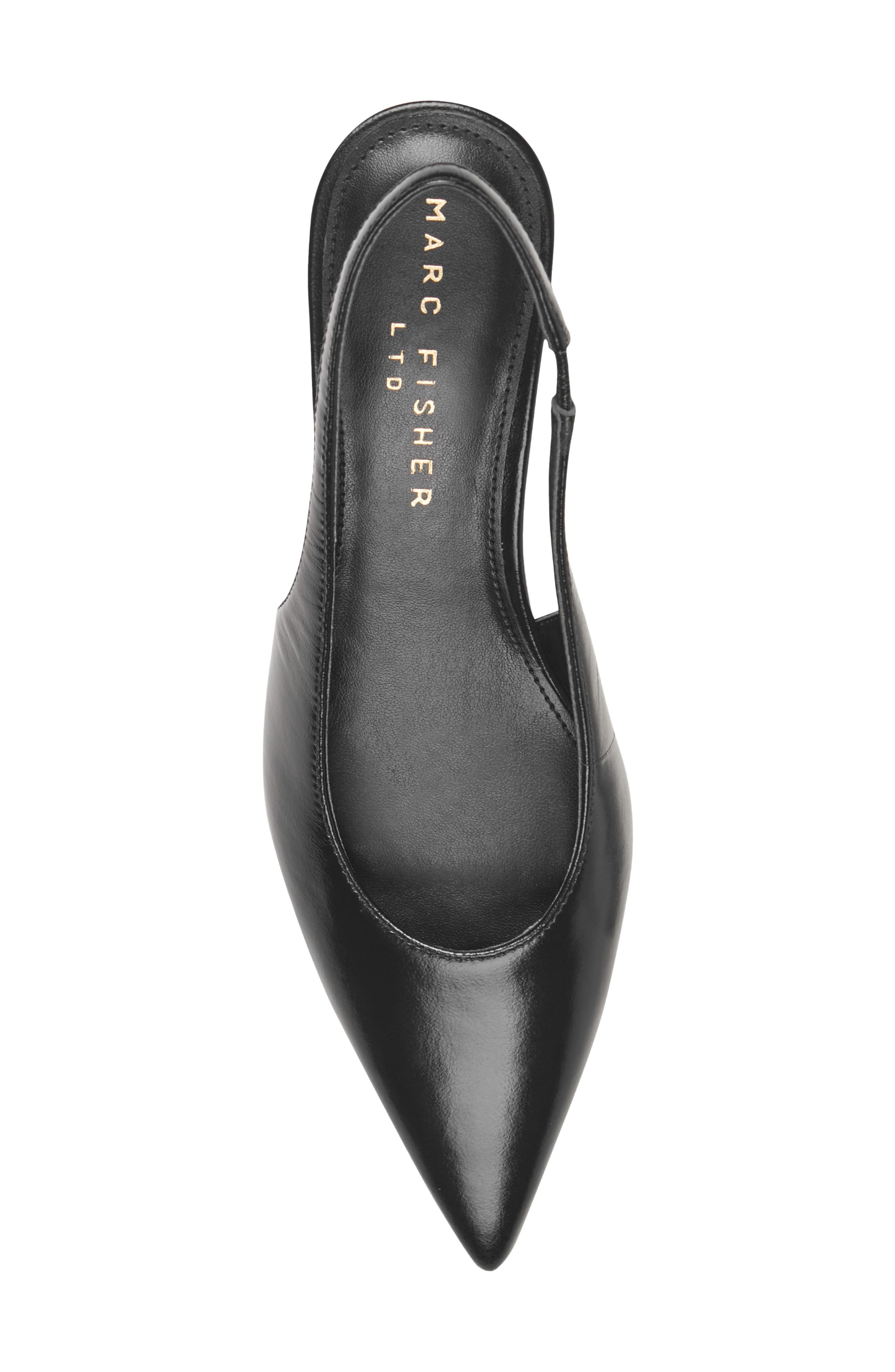 Marc Fisher Taten Slingback Pointed Toe Wedge Pump, Alternate, color, Black Smooth