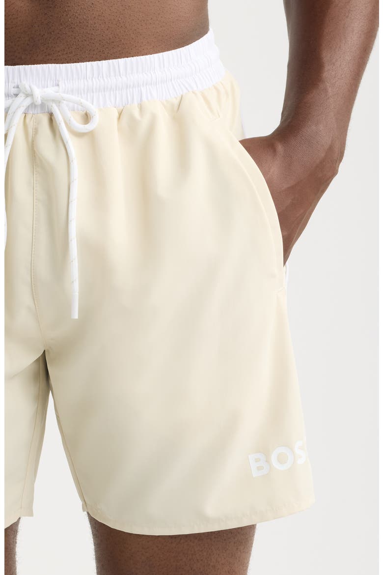 Starfish Graphic Logo Swim Trunks, Alternate, color, OPEN WHITE