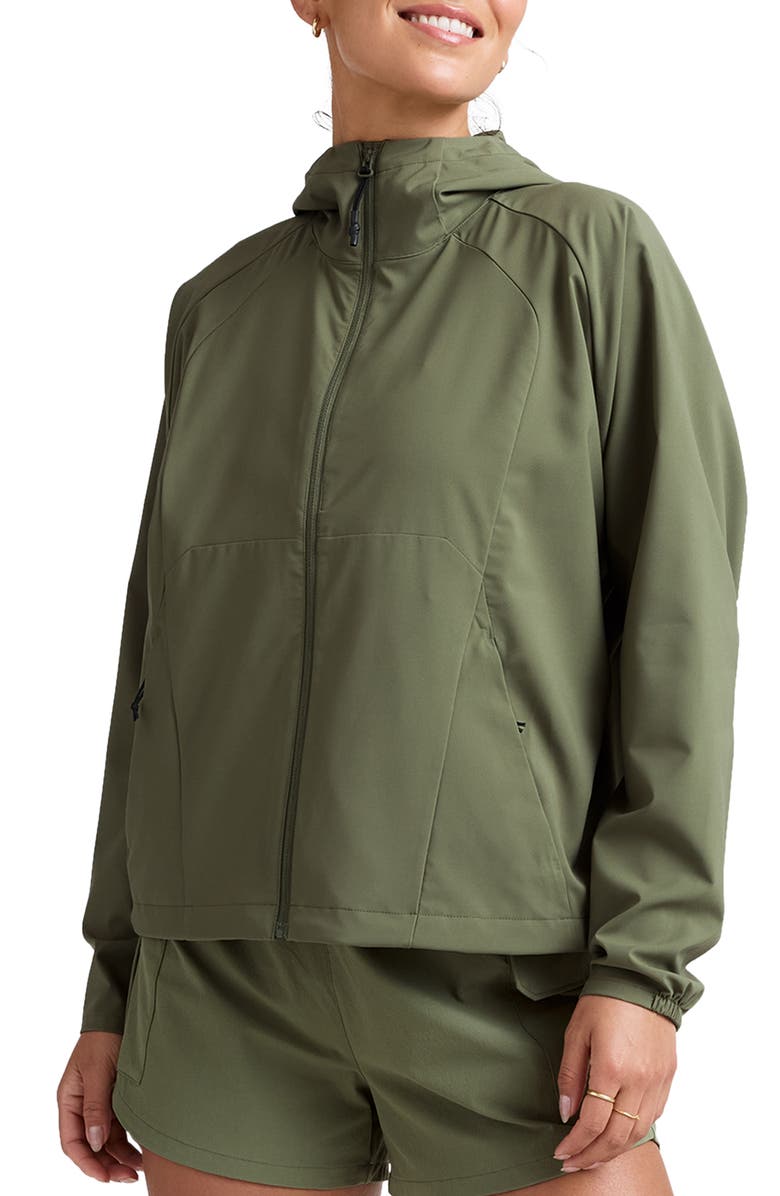 Beyond Yoga Cross Country Packable Jacket, Main, color, Olive Branch