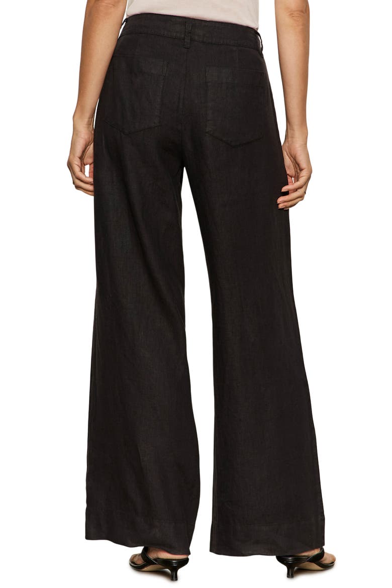 The Marine Linen Wide Leg Pants, Alternate, color, BLACK