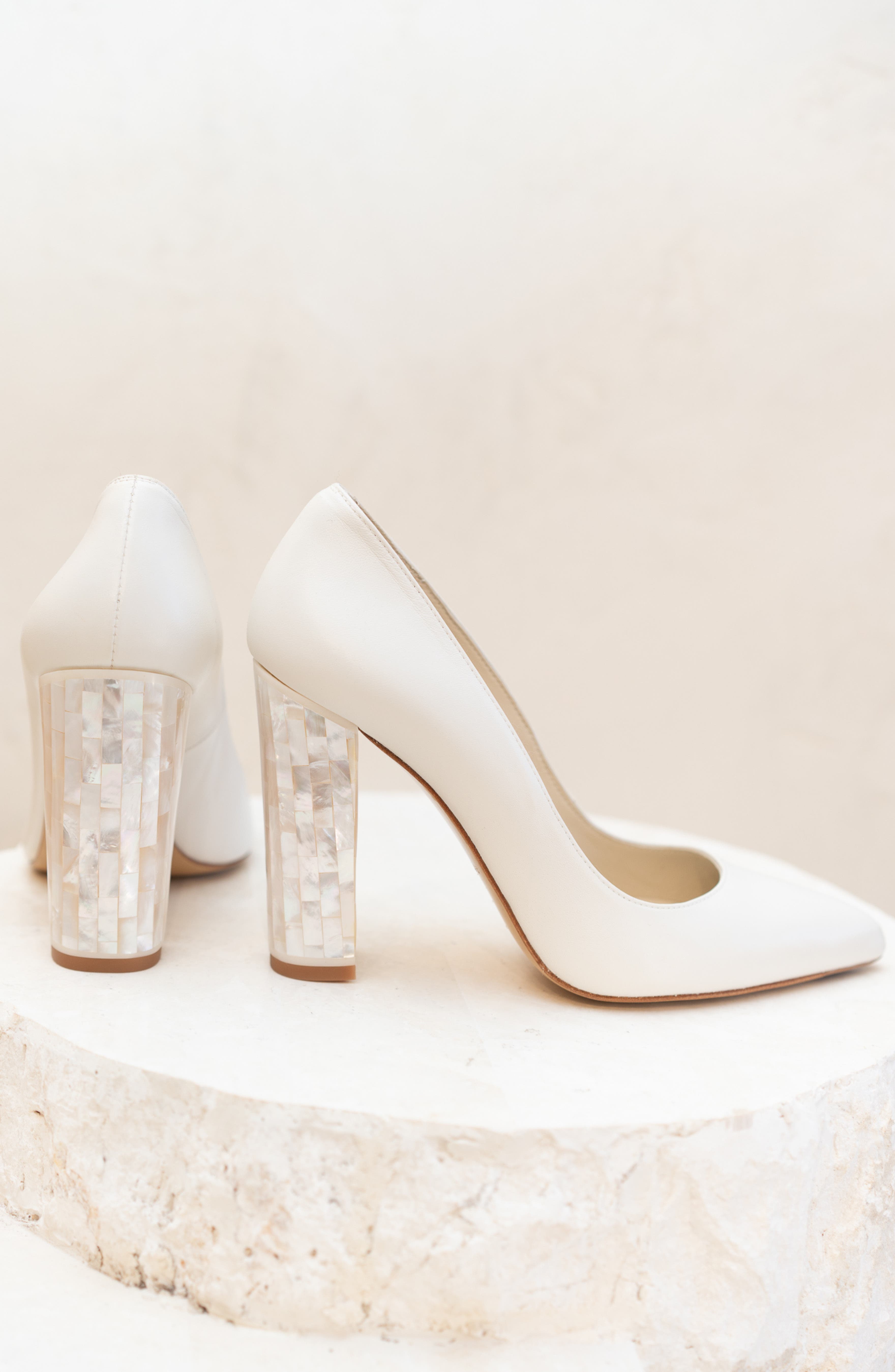 Freya Rose Camille Pointed Toe Pearl Heel Pump, Alternate, color, Ivory