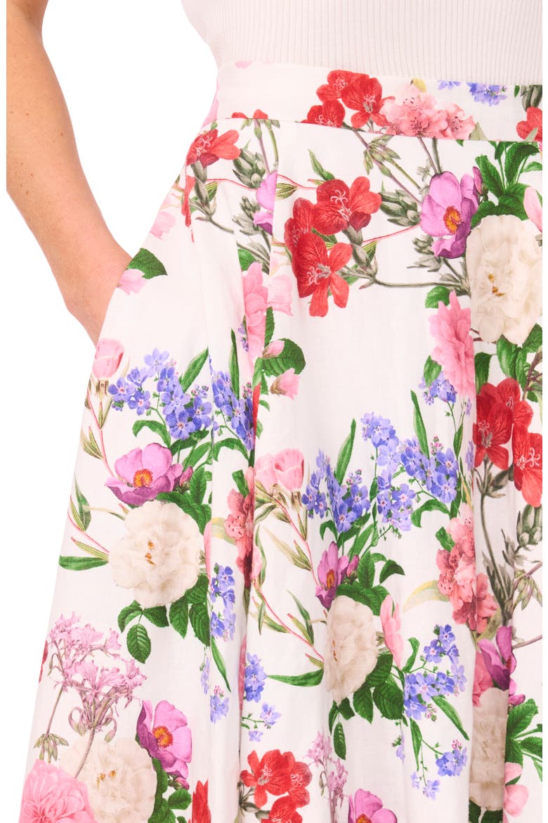 Ida Floral Circle Midi Skirt, Alternate, color, ULTRA WHITE