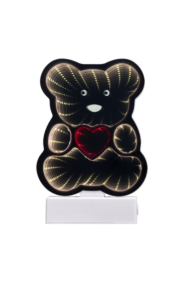 Northlight LED Lighted 3D Teddy Bear with Heart Infinity Mirror - 8", Main, color, White