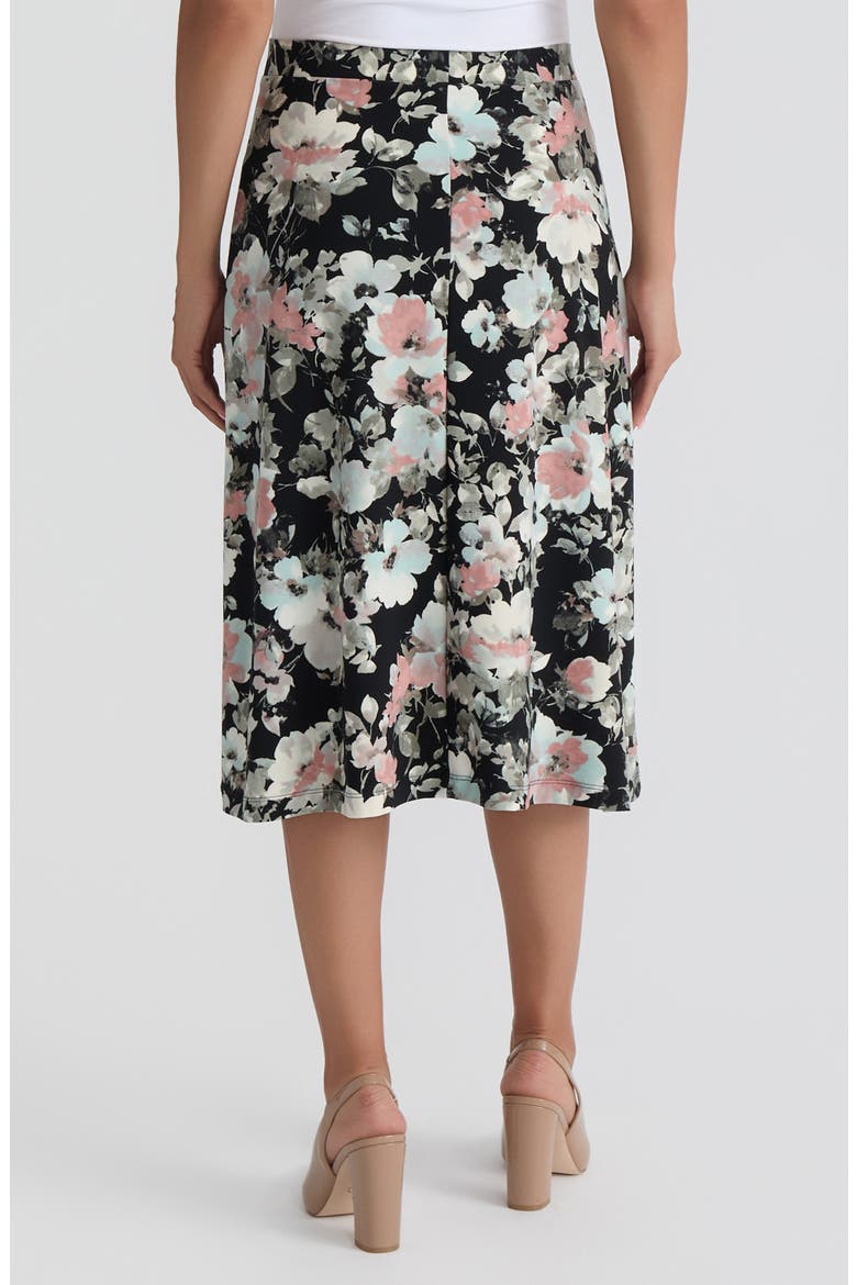 Floral Print Pull-On Midi Skirt, Alternate, color, BLACK MULTI