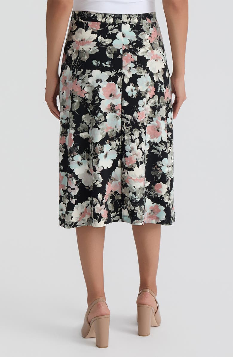 KASPER Floral Print Pull-On Midi Skirt, Alternate, color,