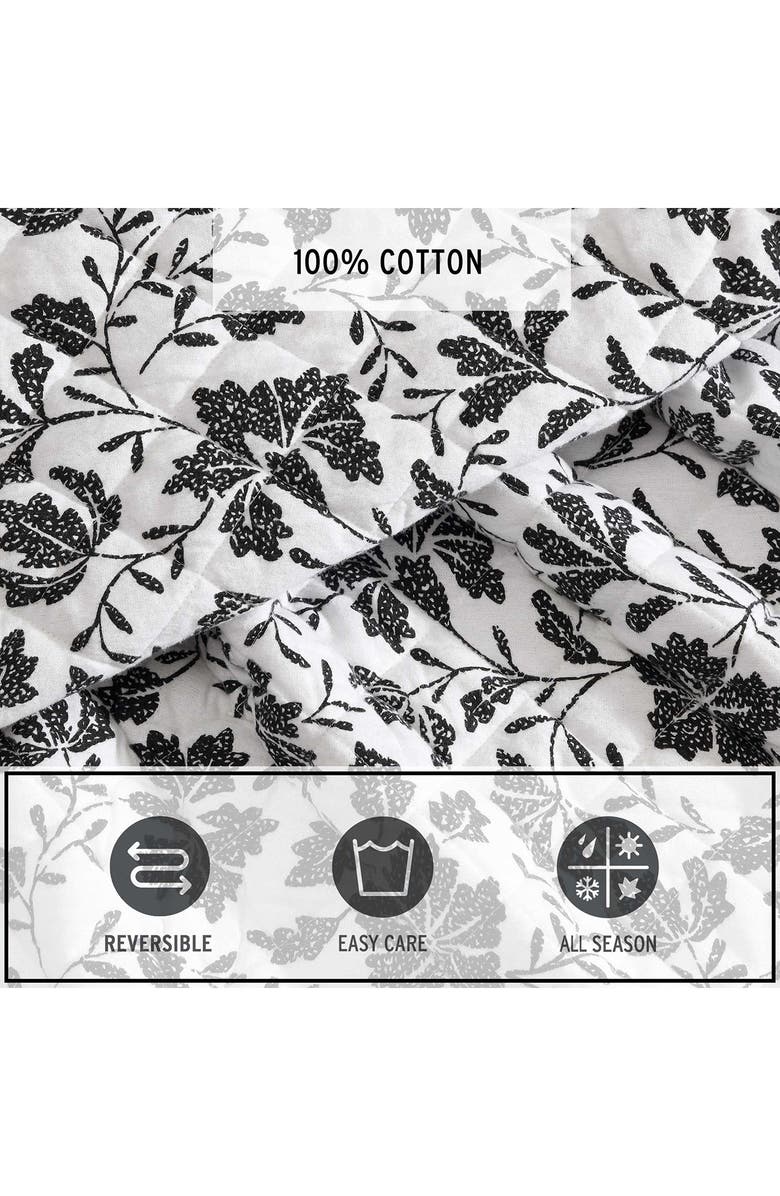 Eddie Bauer Woodblock Floral Cotton Flannel King Quilt & Sham Set, Alternate, color, Black