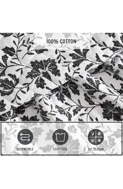 Eddie Bauer Woodblock Floral Cotton Flannel King Quilt & Sham Set In Black