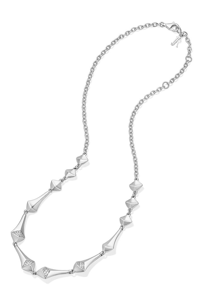 Iris Diamond Station Necklace, Alternate, color, SILVER
