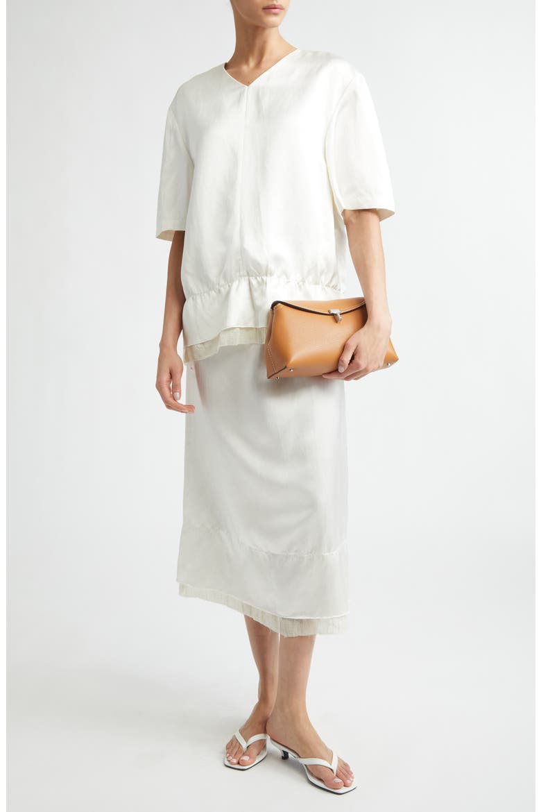 V-Neck Satin Pullover Top, Alternate, color, WHITE