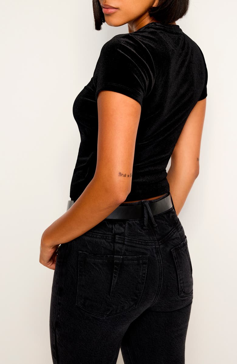 Good American Velvet Baby Tee, Alternate, color, Black001