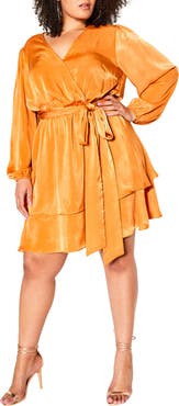 City Chic Long Sleeve Faux Wrap Dress