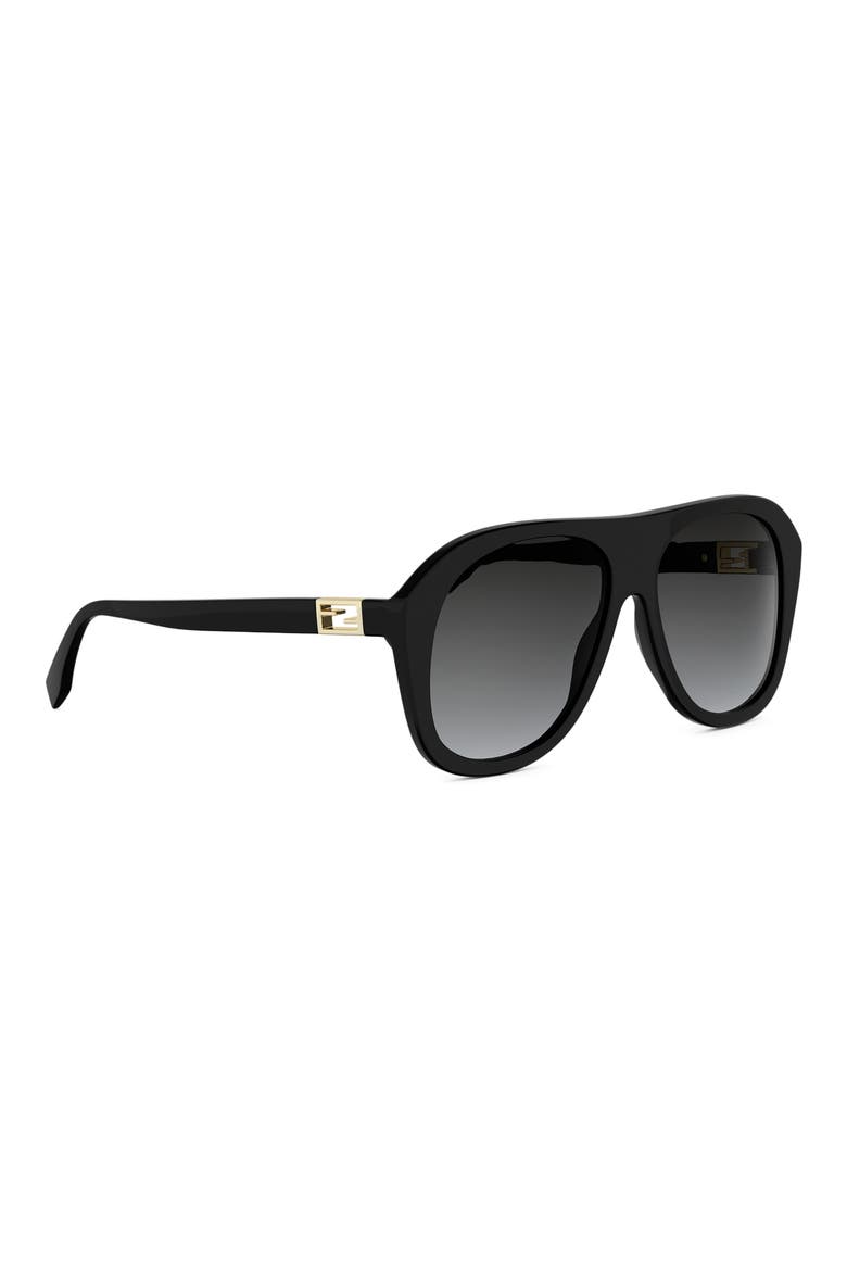 Baguette 57mm Gradient Square Sunglasses, Alternate, color, SHINY BLACK / GRADIENT SMOKE