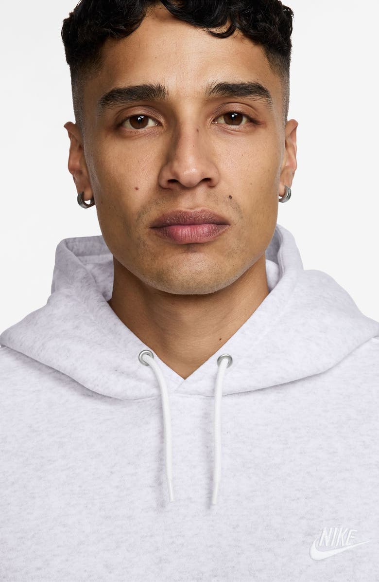 Nike Club Fleece Pullover Hoodie, Alternate, color, Birch Heather/ White