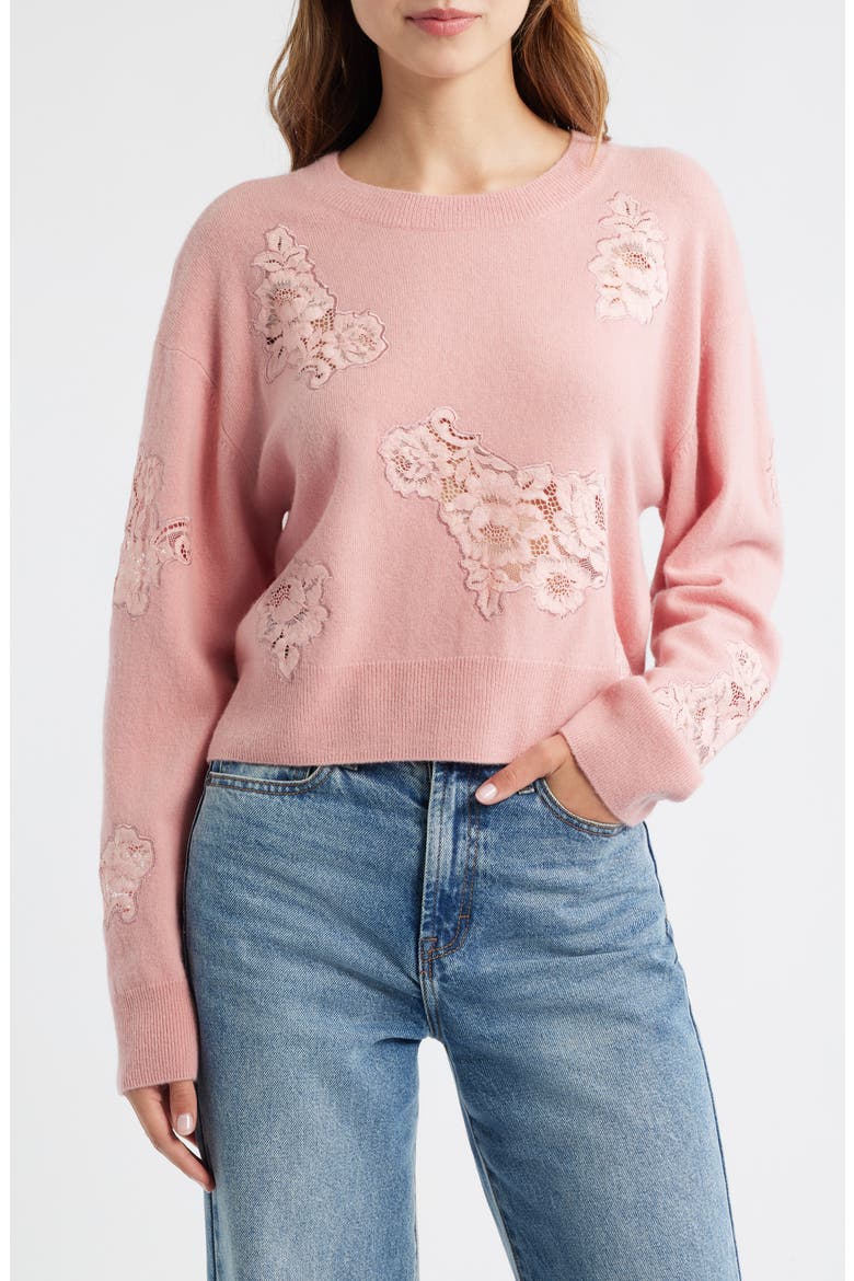 Lazuli Lace Cashmere & Wool Sweater, Main, color, QUARTZ