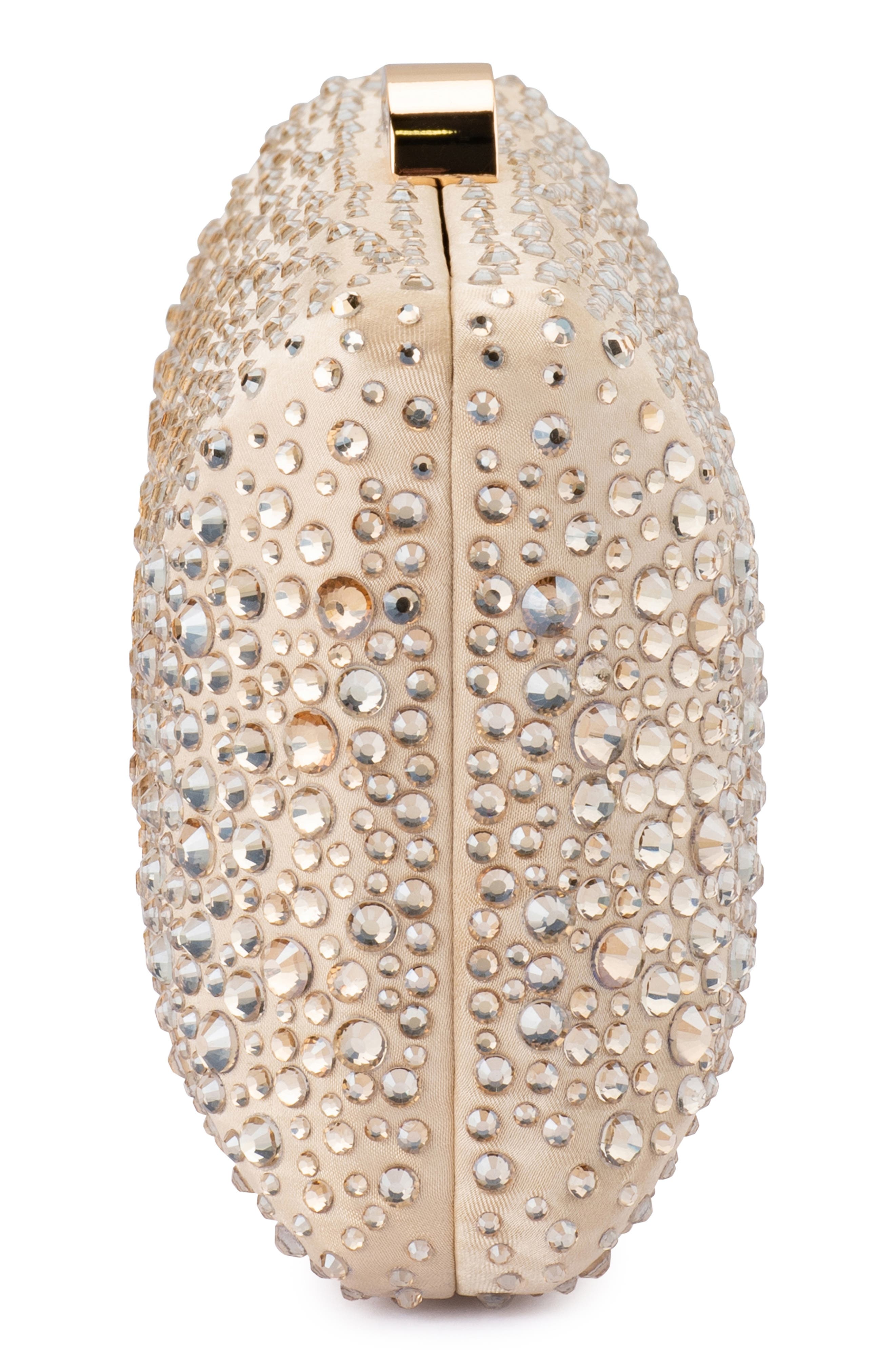 Olga Berg Kira Hotfix Frame Clutch, Alternate, color, Champagne