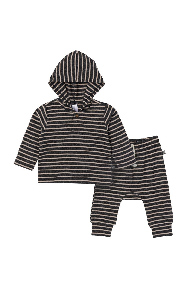 Modern Moments<sup>™</sup> by Gerber Hooded Brushed Hacci Top & Jogger Set, Main, color, Dark Grey Heather