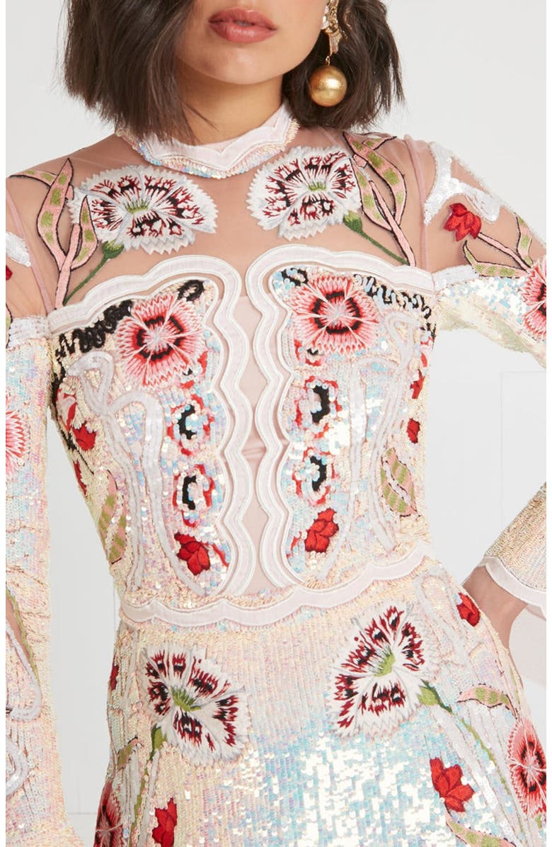 Temperley London Remi Midi Show Dress, Alternate, color, Iridescent Rose