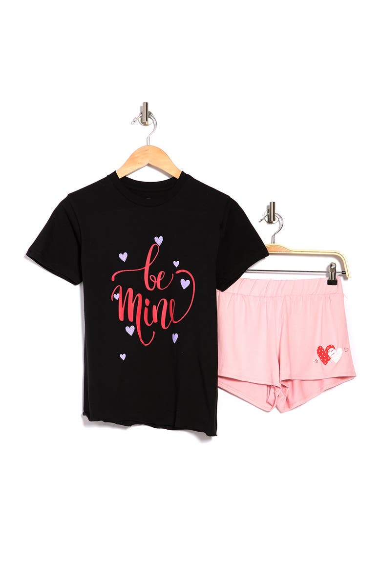 COZY ROZY Hugs N Kisses T-Shirt & Shorts 2-Piece Pajama Set, Alternate, color, 