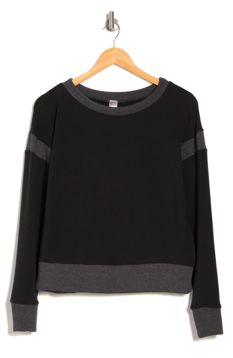 GO COUTURE Spring Varsity Long Sleeve Tee, Alternate, color, Black