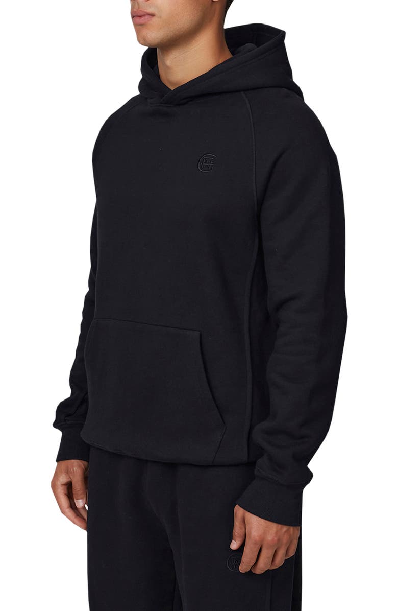 Good For Nothing Ribbed Emblem Pullover Hoodie, Alternate, color, Black