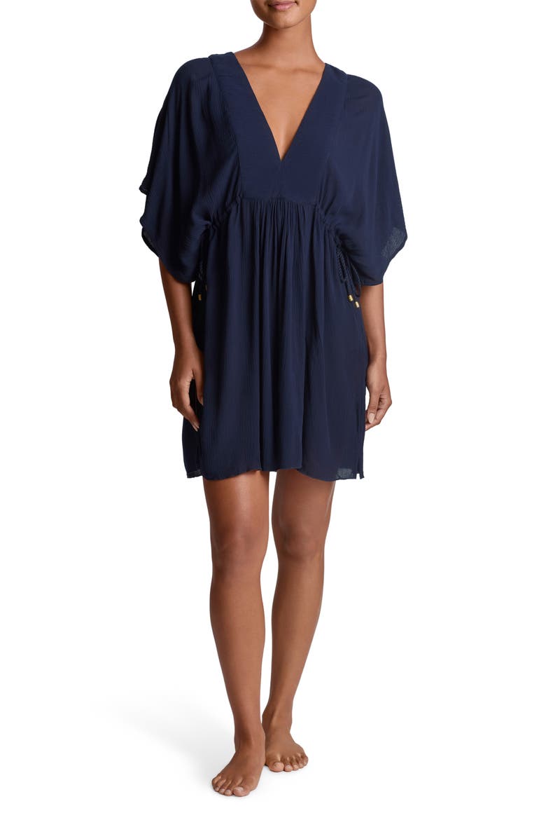 Crinkled Cover-Up Tunic, Main, color, DARK NAVY
