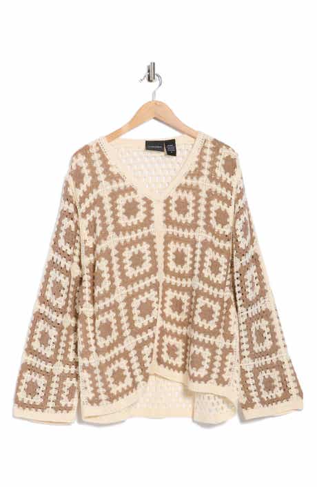 Forgotten Grace Crochet Square Open Knit Cardigan