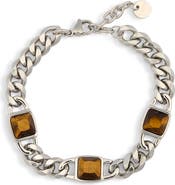 EYE CANDY LOS ANGELES Raj Tiger Eye Station Curb Link Bracelet