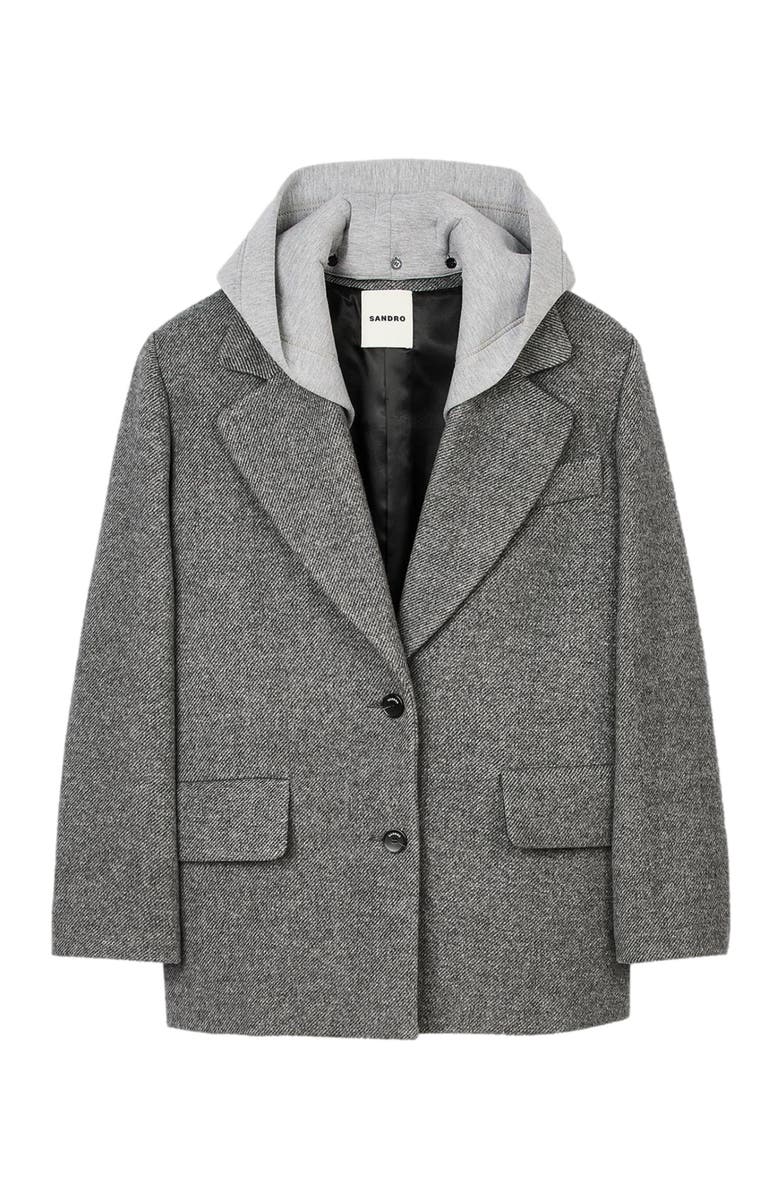 SANDRO Jacket with removable hood, Alternate, color, 