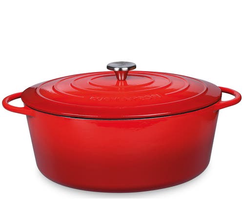 Kuchenprofi Provence Enameled Cast Iron Oval Dutch Oven, 13" L, 7.4 Qt In Classic Red