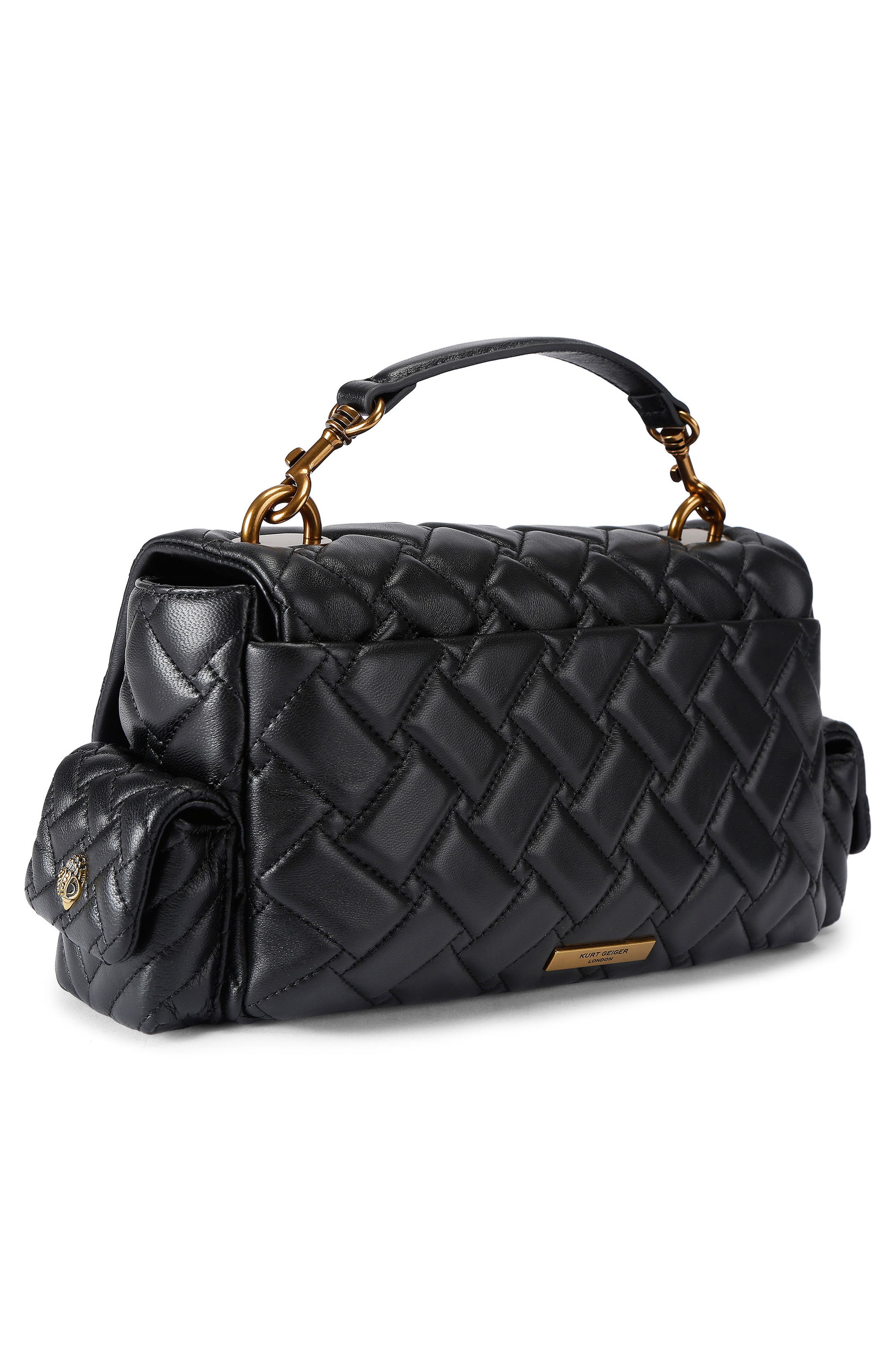 Kurt Geiger London Kensington Multipocket Quilted Leather Shoulder Bag, Alternate, color, Black