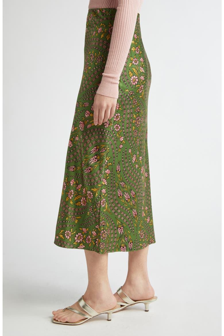 Clover Floral Silk Blend Skirt, Alternate, color, LEMONGRASS MULTI