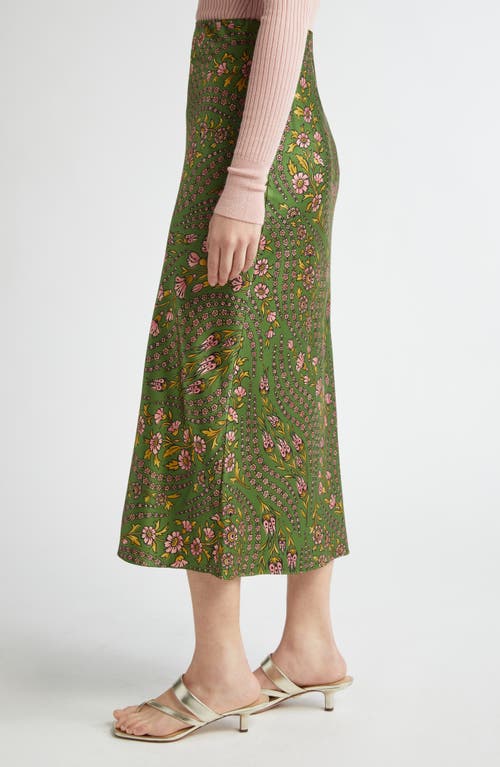 Veronica Beard Clover Floral Silk Slip Skirt In Lemongrass Multi