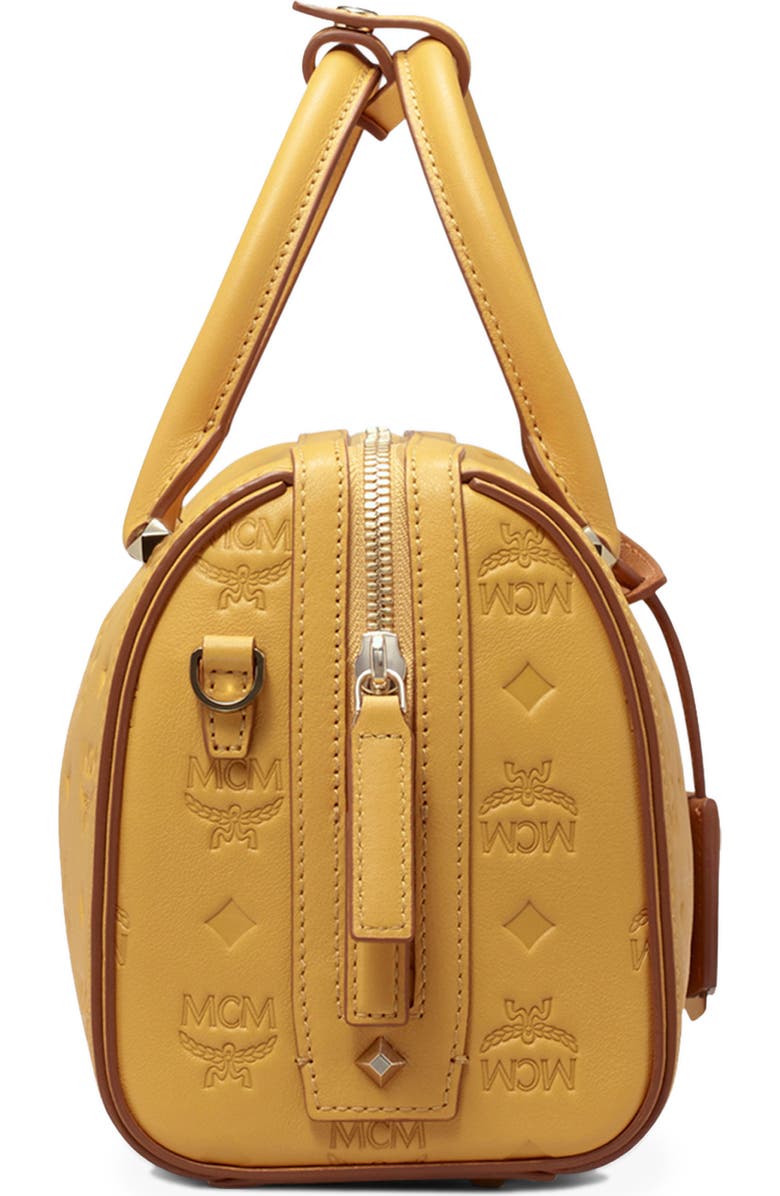 MCM Essential Boston 23 Monogram Leather Satchel, Alternate, color,