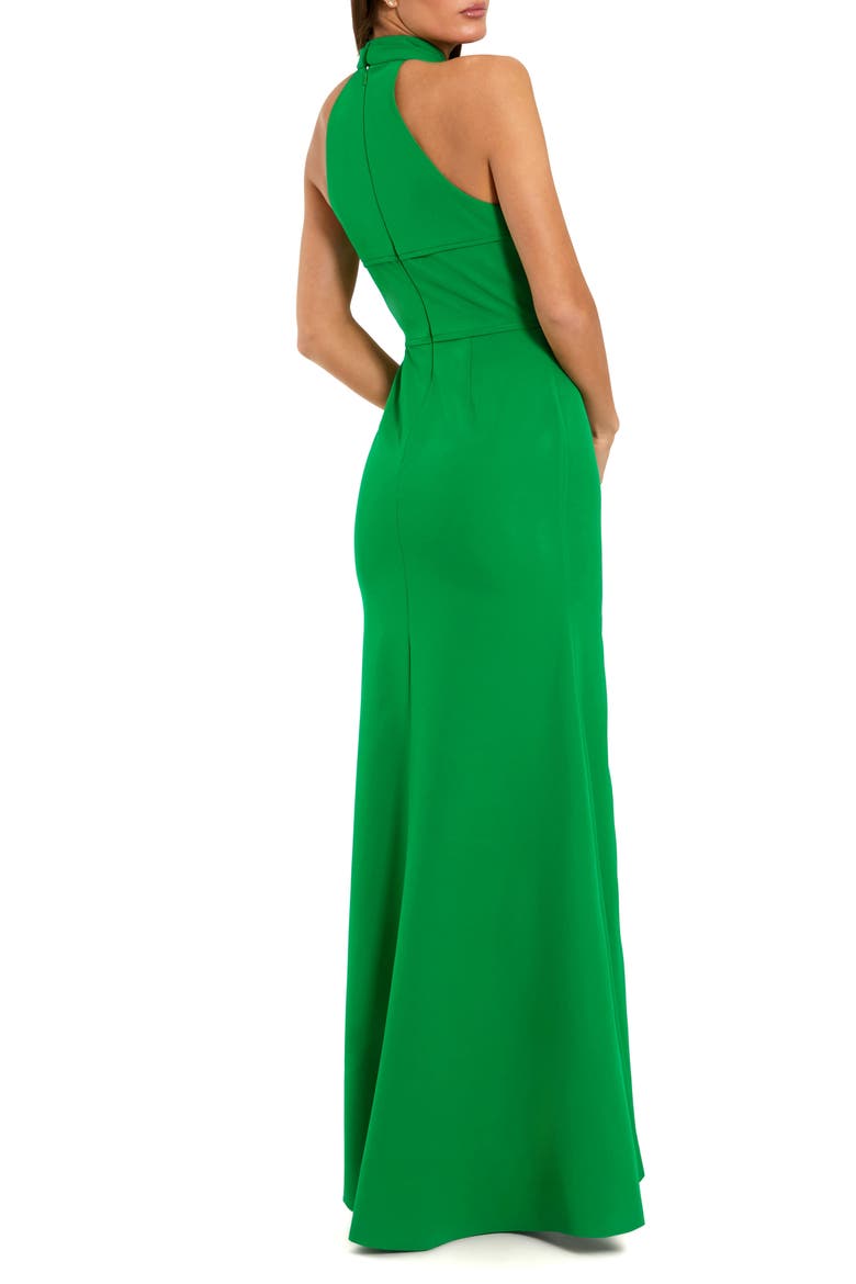 Flower Halter Neck Crepe Column Sleeveless Gown, Alternate, color, Spring Green