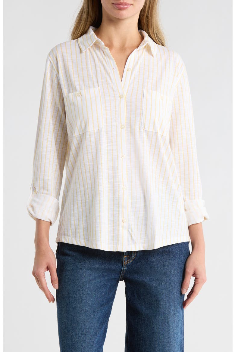 Knit Button Up Shirt, Main, color, YELLOW MULTI