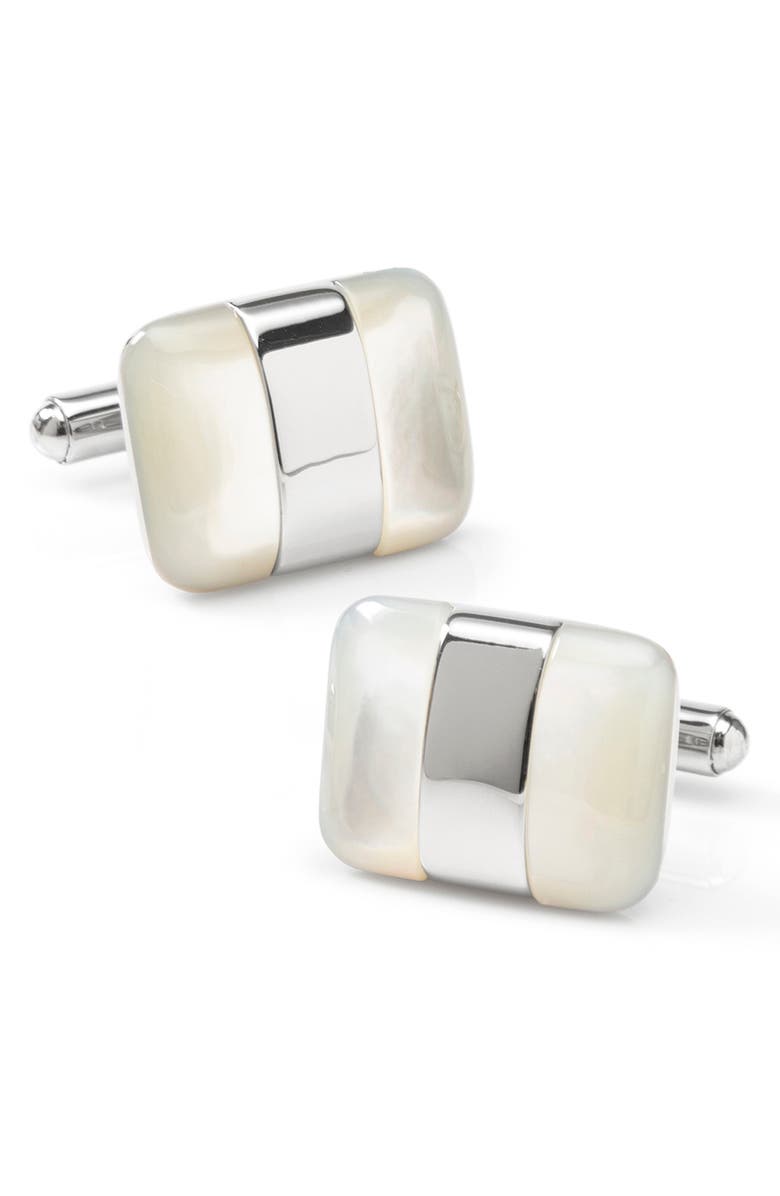 Cufflinks, Inc. Mother-Of-Pearl Cuff Links, Main, color, Silver