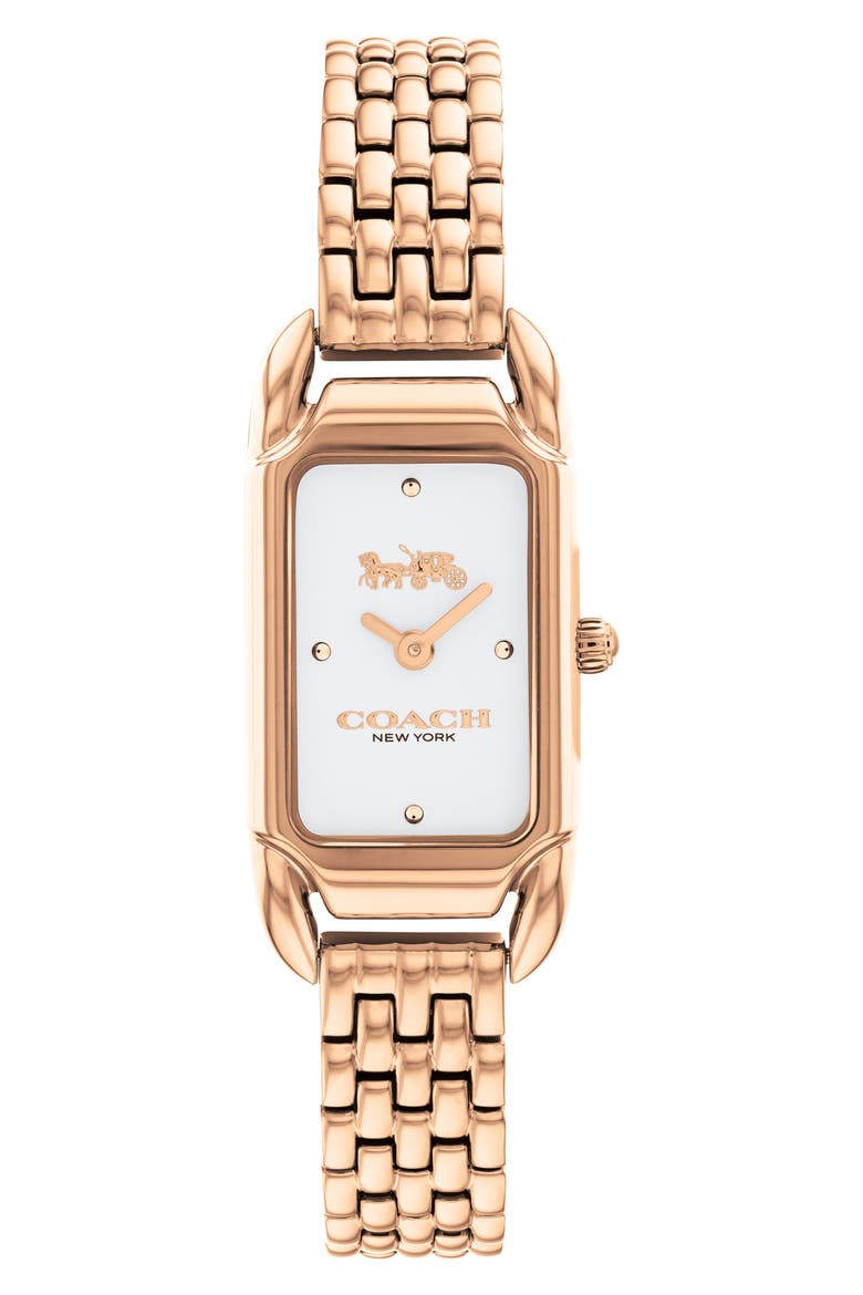 Cadie Rectangular Bracelet Watch, 17.5mm x 28.5mm, Main, color, WHITE