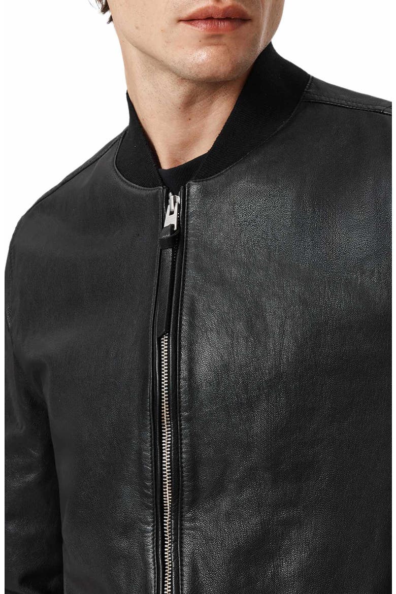Morten Leather Bomber Jacket, Main, color, BLACK