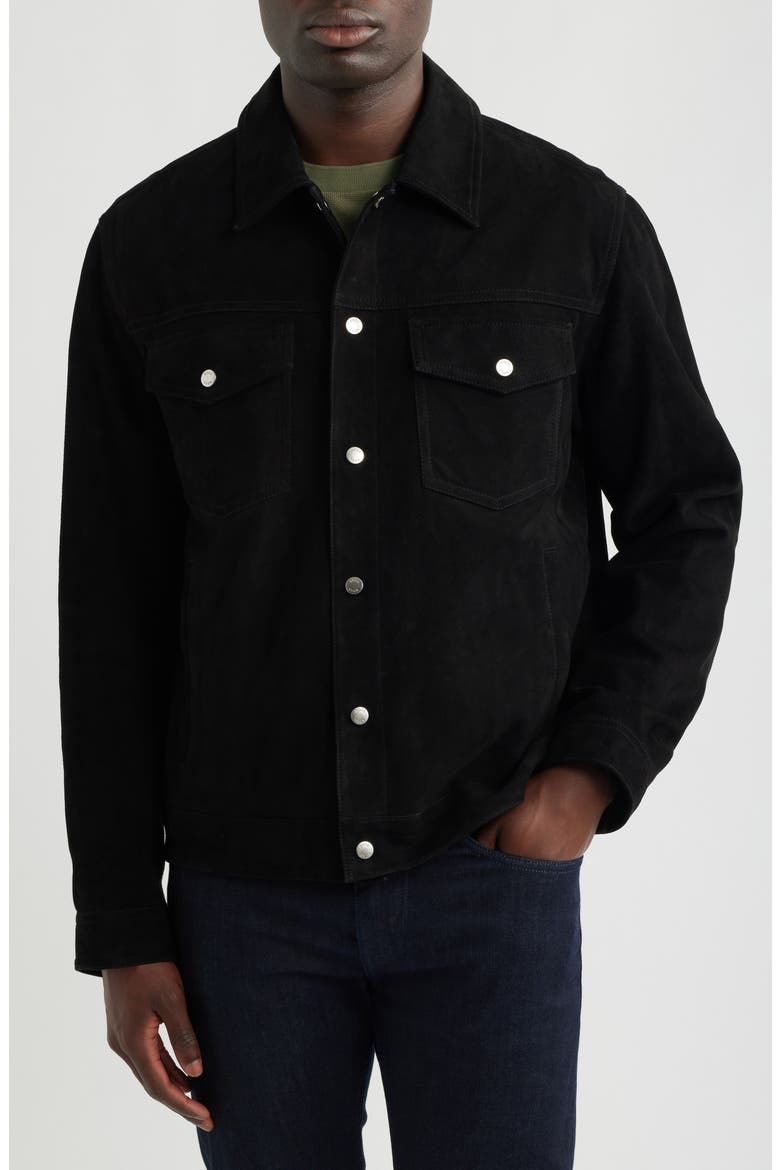 H-Mordo Suede Trucker Jacket, Alternate, color, BLACK