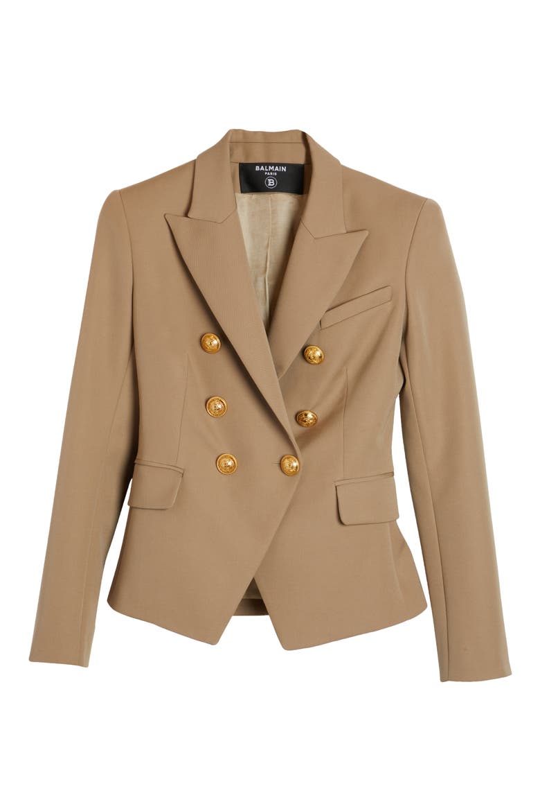 Double Breasted Grain de Poudre Wool Jacket, Alternate, color, SAND