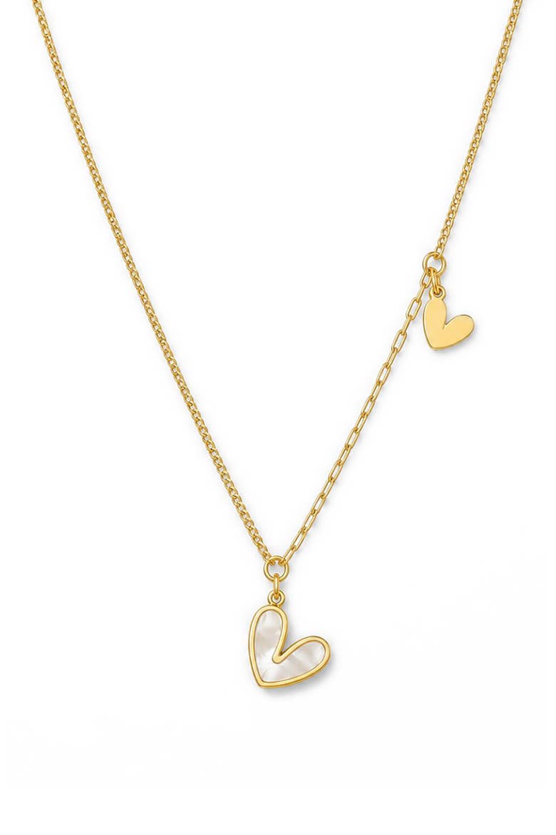 Double Heart Charm Necklace, Main, color, GOLD