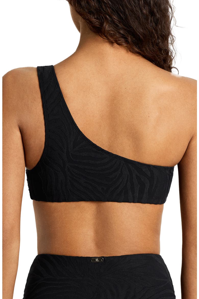 Ring One-Shoulder Bikini Top, Alternate, color, BLACK