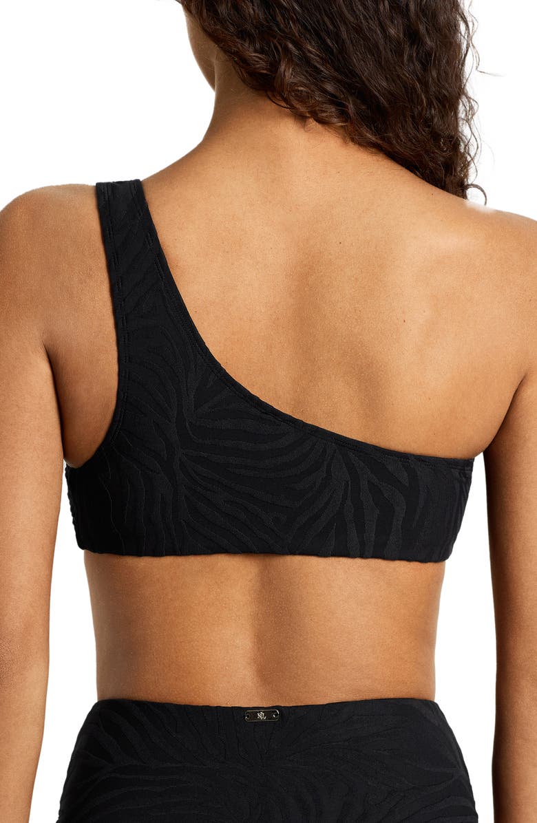 Lauren Ralph Lauren Ring One-Shoulder Bikini Top, Alternate, color, Black