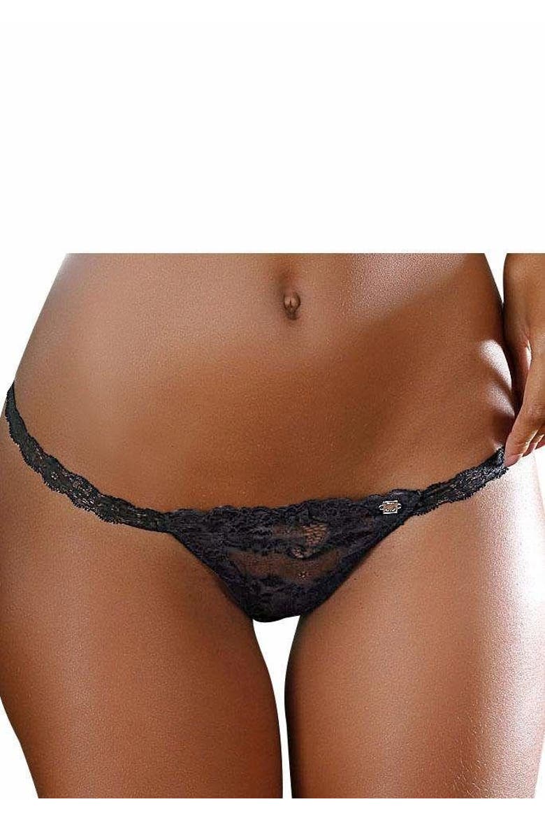Floral Lace Thong, Alternate, color, Black